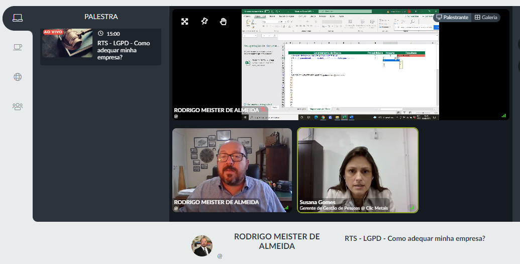 Imagem de uma live com fotos de um homem em um retângulo de cima e uma mulher no de baixo